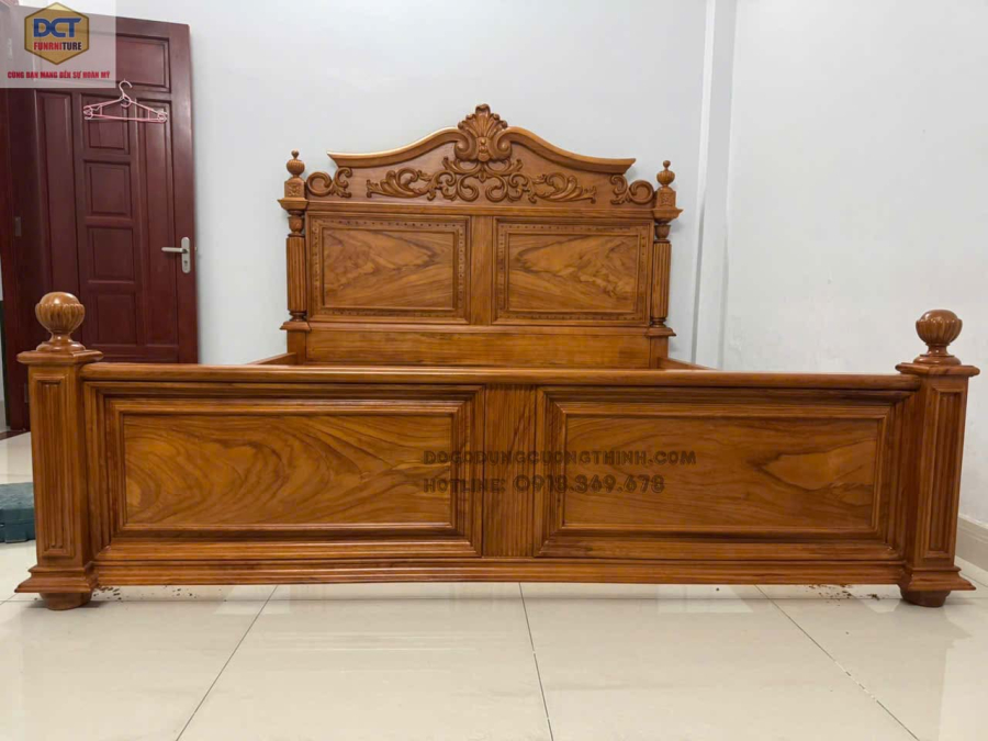 Giường ngủ tân cổ điển gỗ gõ đỏ 